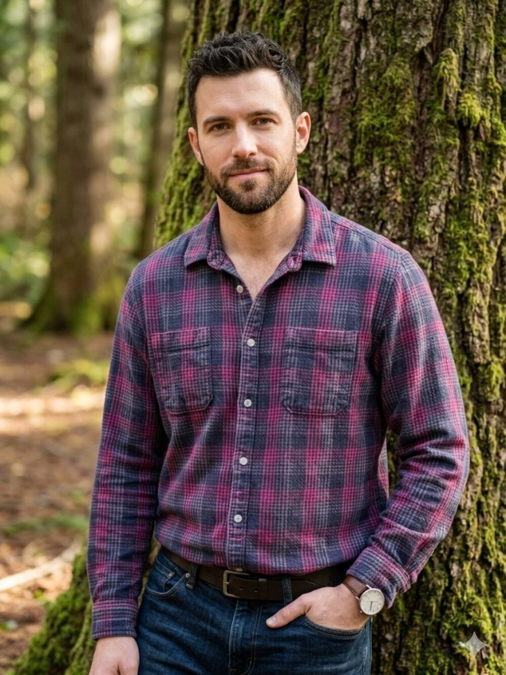 Carbon2Cobalt Mens Large Shirt Plaid Woven Knit Red Gray Blue